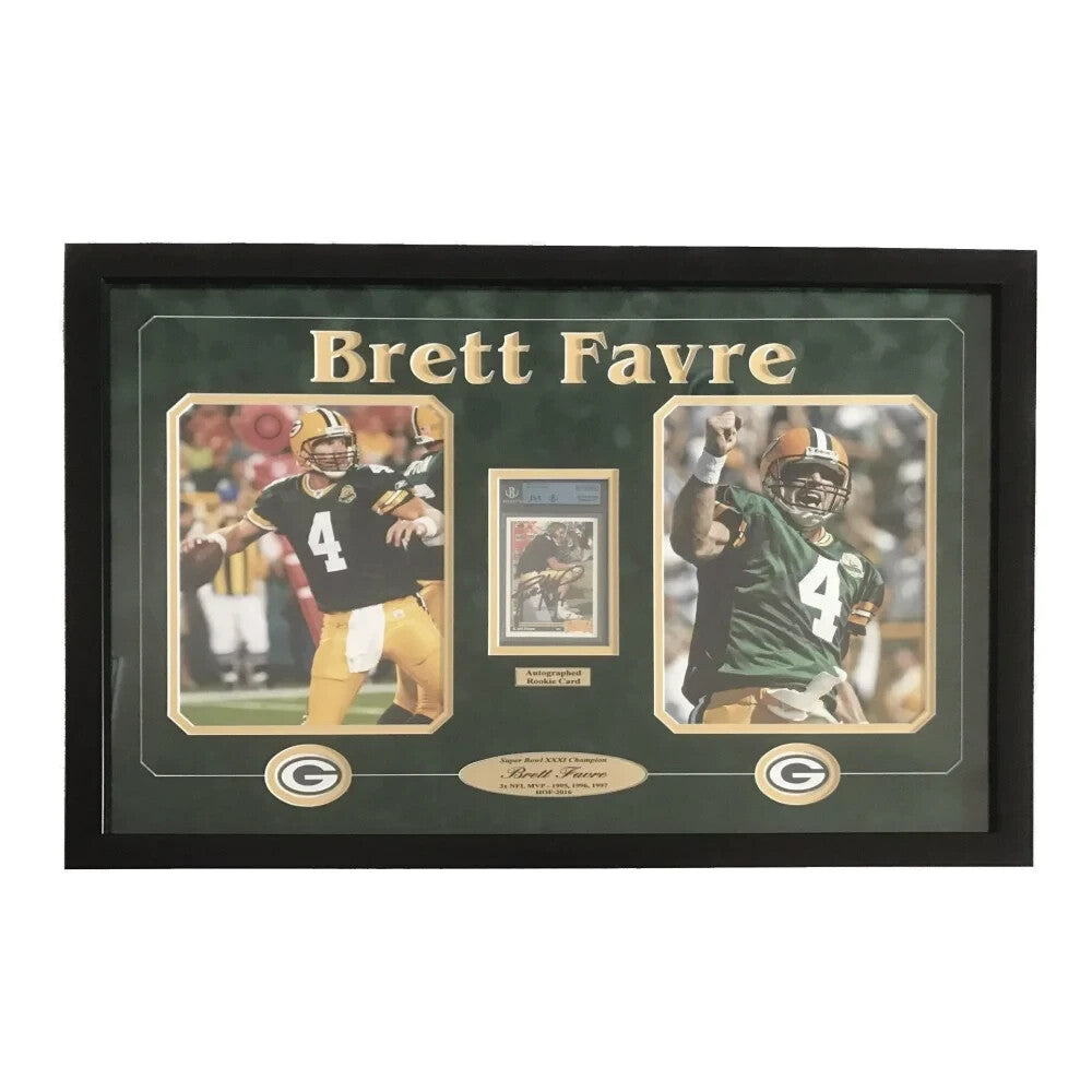 Brett Favre Signed Rookie Card Framed BAS Rookie Card Autographed Packers RC