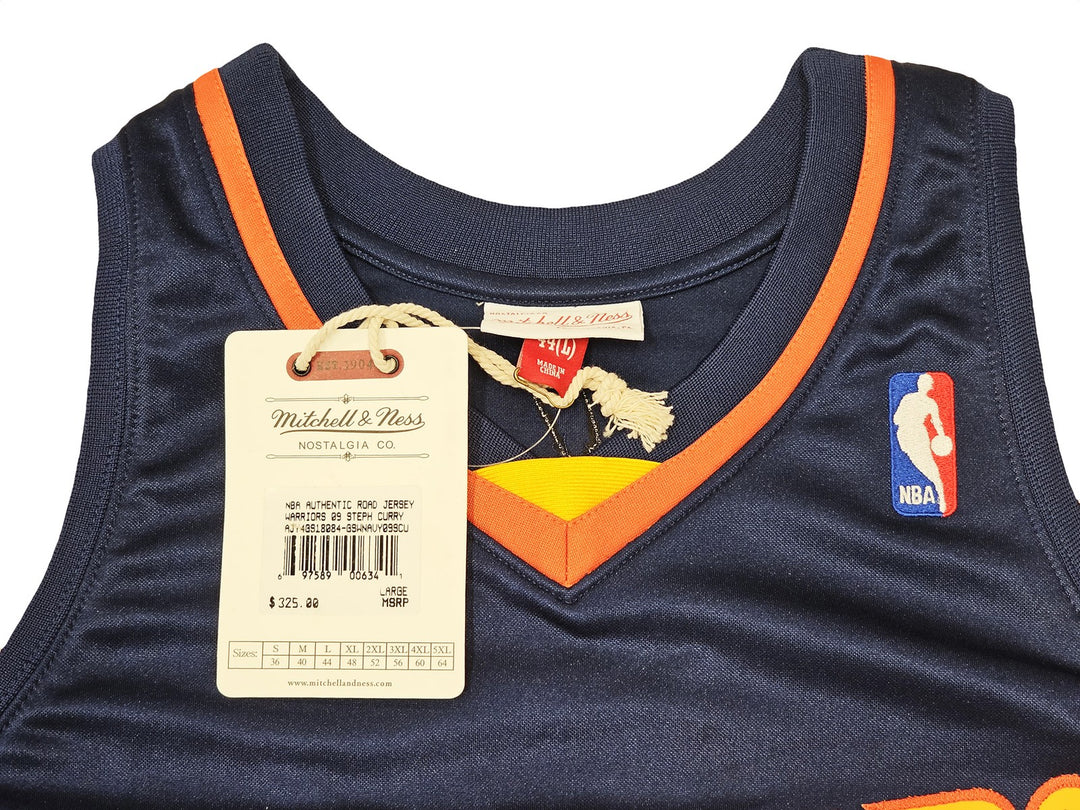Stephen Curry Auto Blue AUTH Mitchell Ness 09-10 Warriors Rookie Jersey 44 L JSA