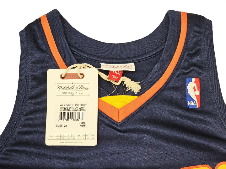Stephen Curry Auto Blue AUTH Mitchell Ness 09-10 Warriors Rookie Jersey 44 L JSA
