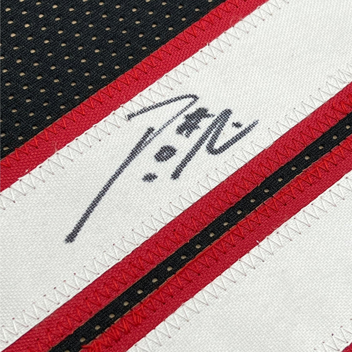 Framed Signed Damian Lillard 35x39 Portland Black Jersey JSA COA