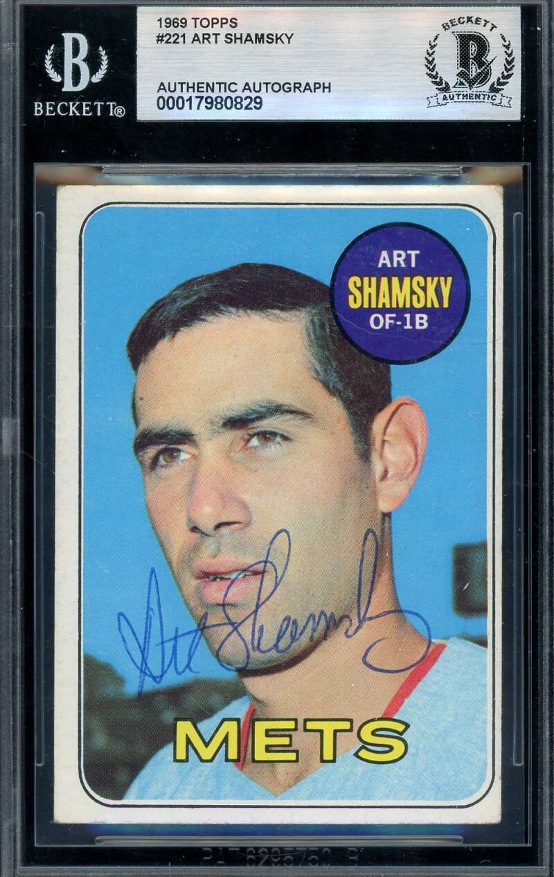Art Shamsky Beckett BAS Vintage Signed 1969 Topps Autograph