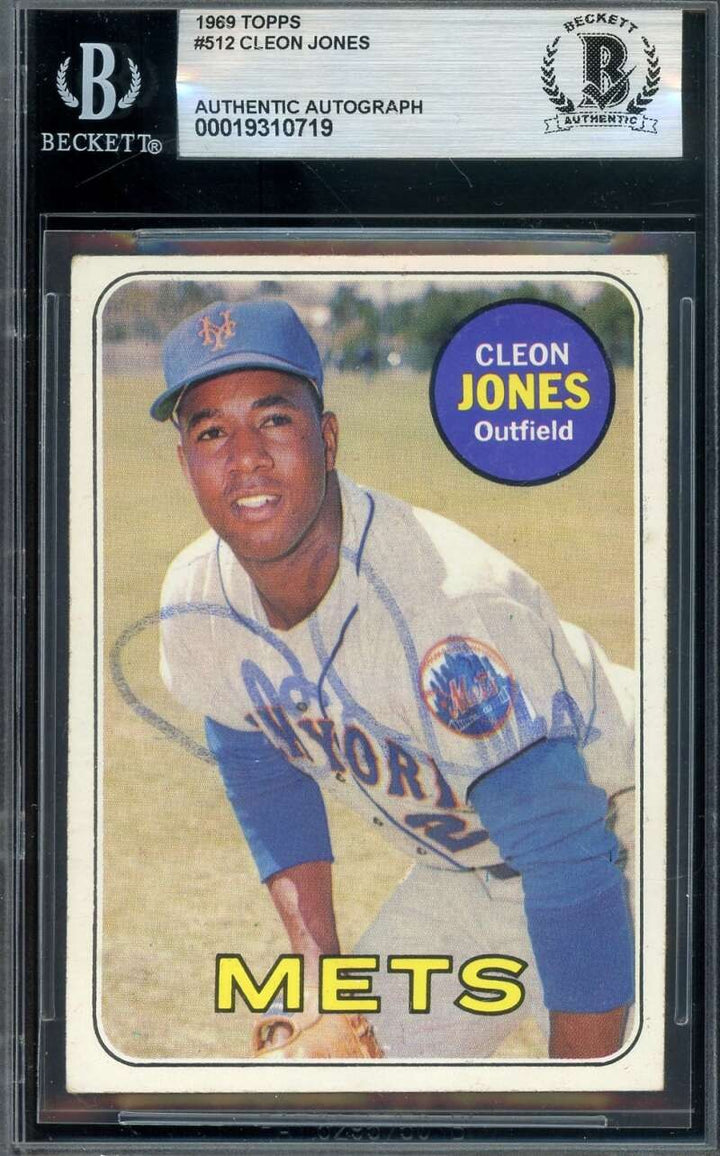 Cleon Jones Beckett BAS Vintage Signed 1969 Topps Autograph Mets
