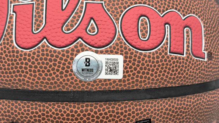 Dennis Rodman Signed Composite Leather Chicago Bulls Logo Basketball Beckett Wit