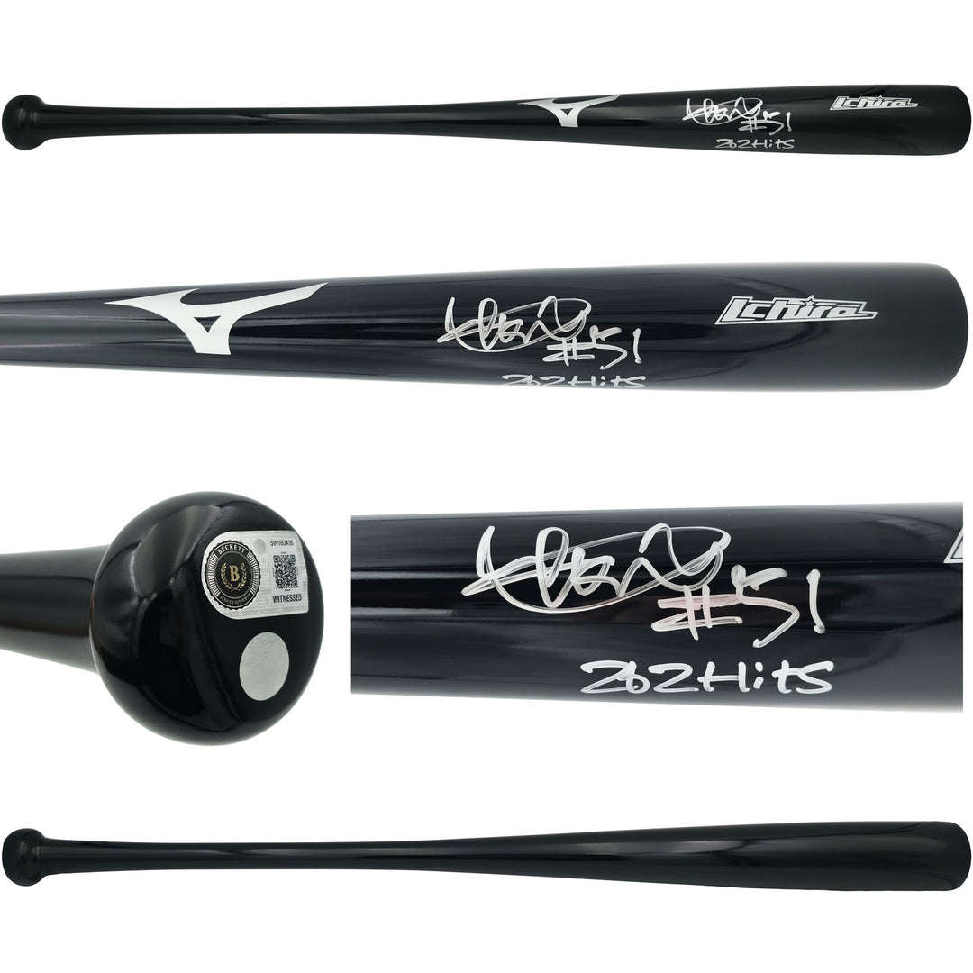 Ichiro Suzuki Signed Black Mizuno Bat 262 Hits & #51 IS Holo BAS Witness