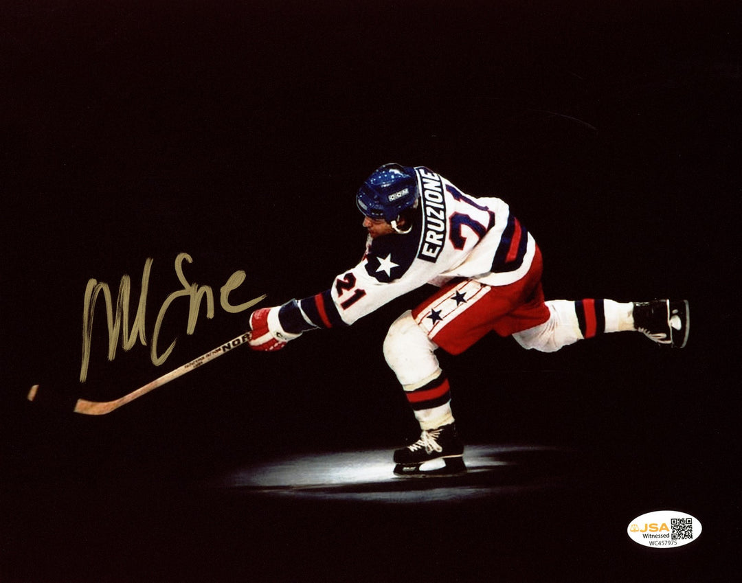 Mike Eruzione Signed 8x10 Photo 1980 Team USA Miracle on Ice JSA Witness