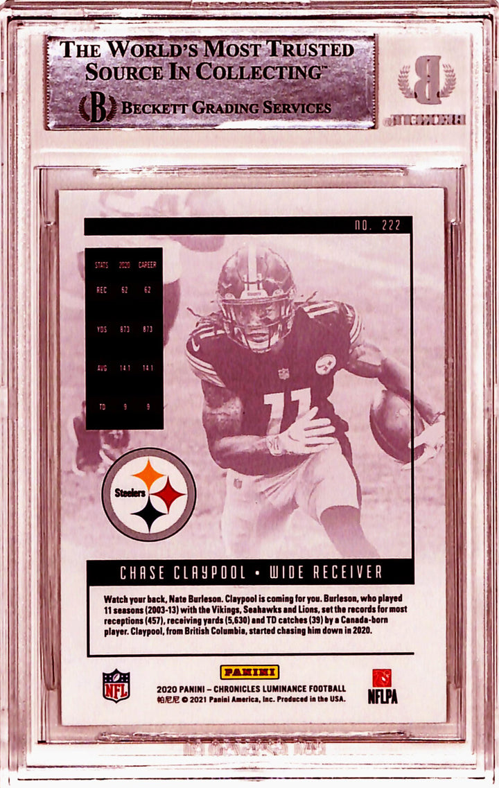 Chase Claypool Signed 2020 Panini Luminance #222 Rookie Card BAS 10 Slab 40781