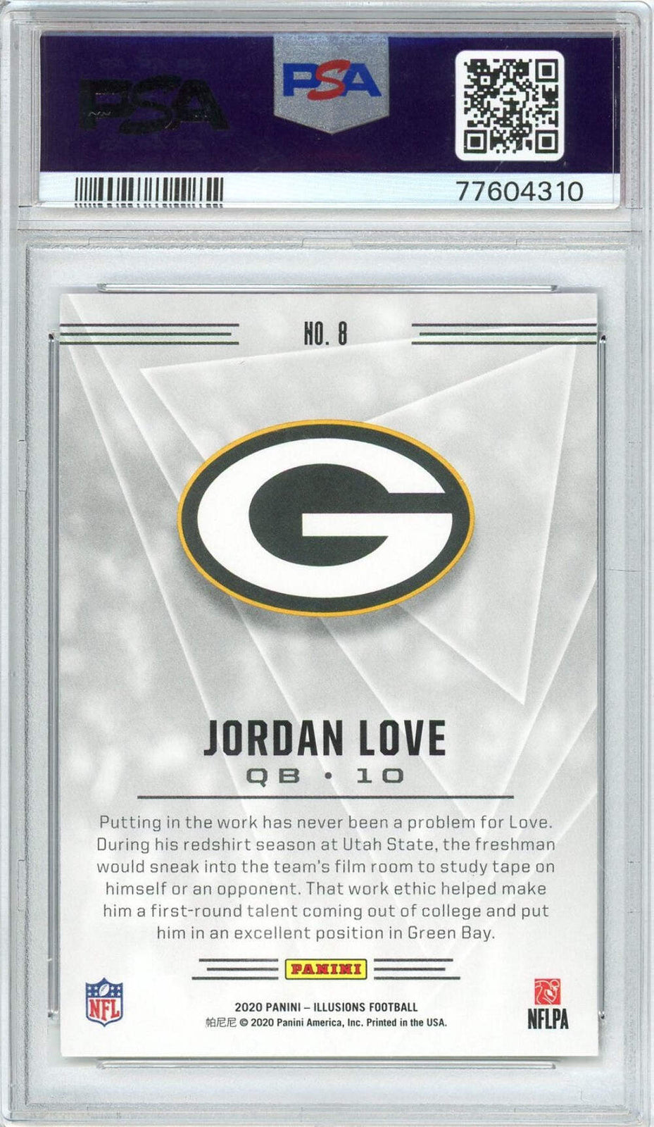 Graded 2020 Panini Illusions Jordan Love #8 Retail Rookie Football Card PSA 10