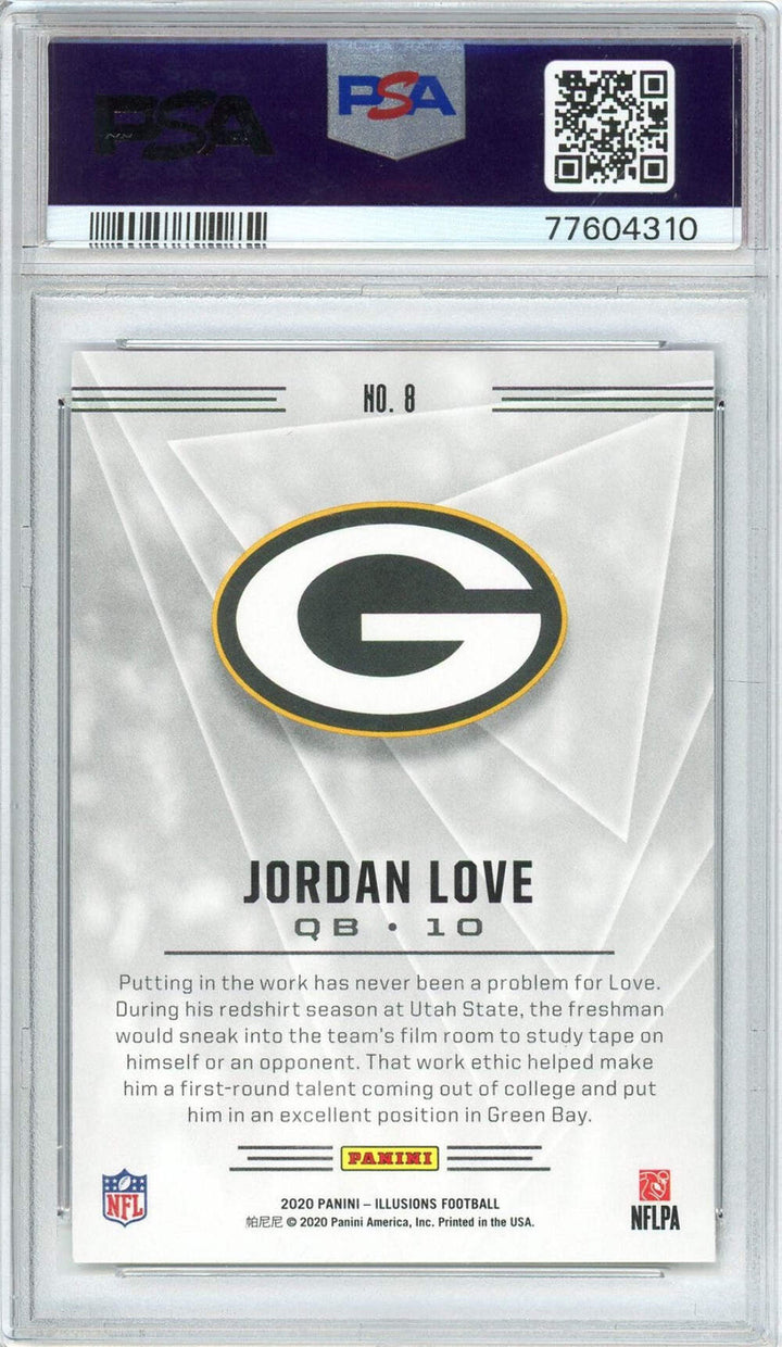 Graded 2020 Panini Illusions Jordan Love #8 Retail Rookie Football Card PSA 10
