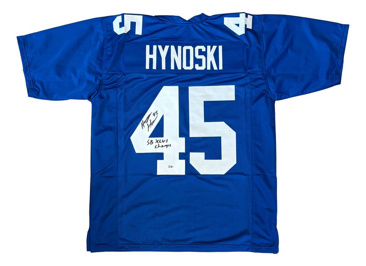 Henry Hynoski New York Signed Blue Football Jersey SB XLVI Champs SI COA