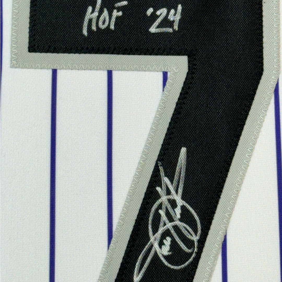 Framed Signed Todd Helton HOF 35x39 Colorado Pin Jersey Tristar COA