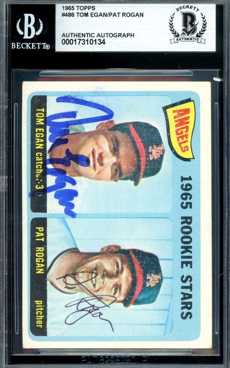 Tom Egan Pat Rogan Beckett BAS Signed 1965 Topps Rookie Autograph