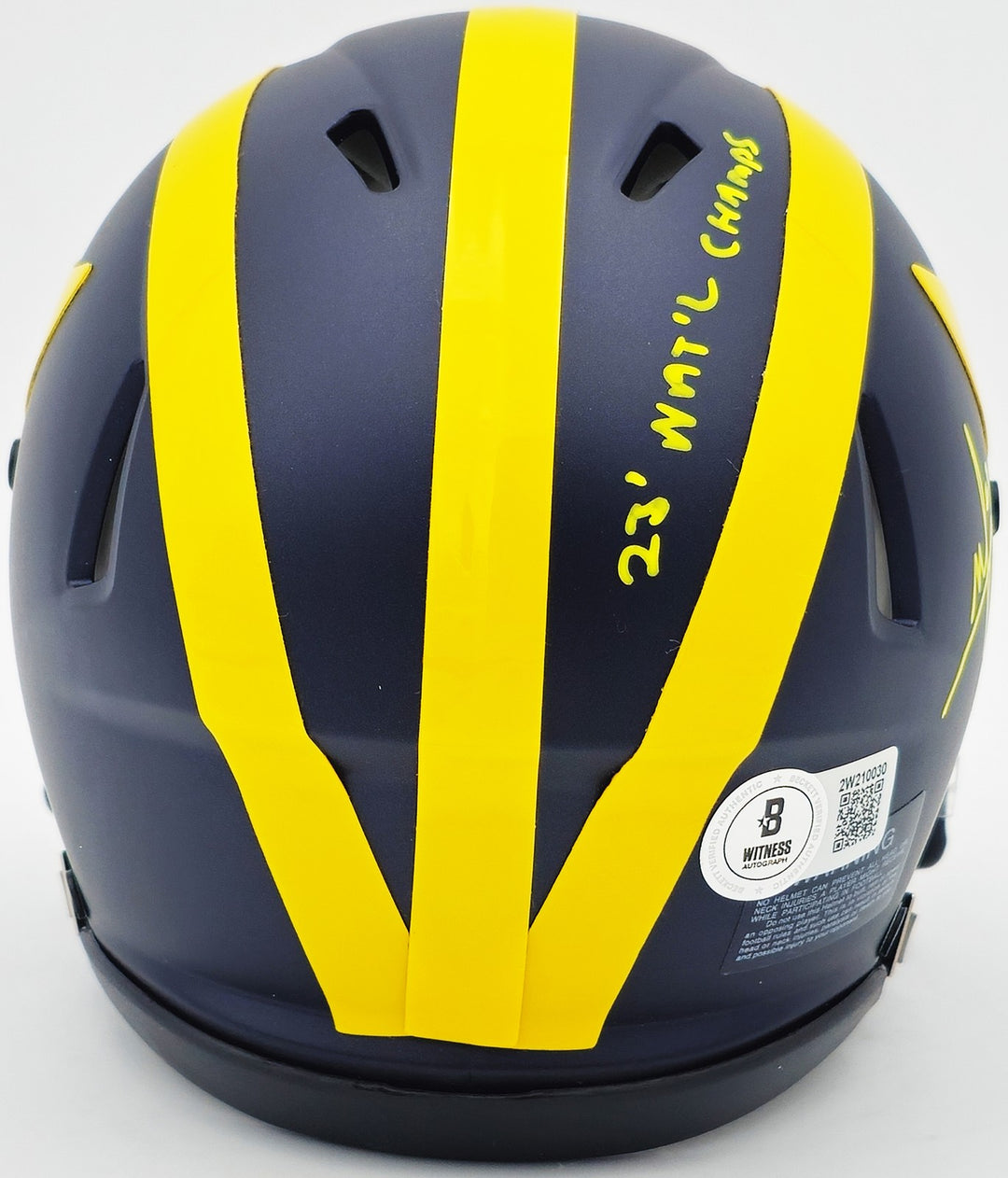Mike Sainristil Auto Michigan Wolverines Blue Mini Helmet 23 Natl Champ Beckett