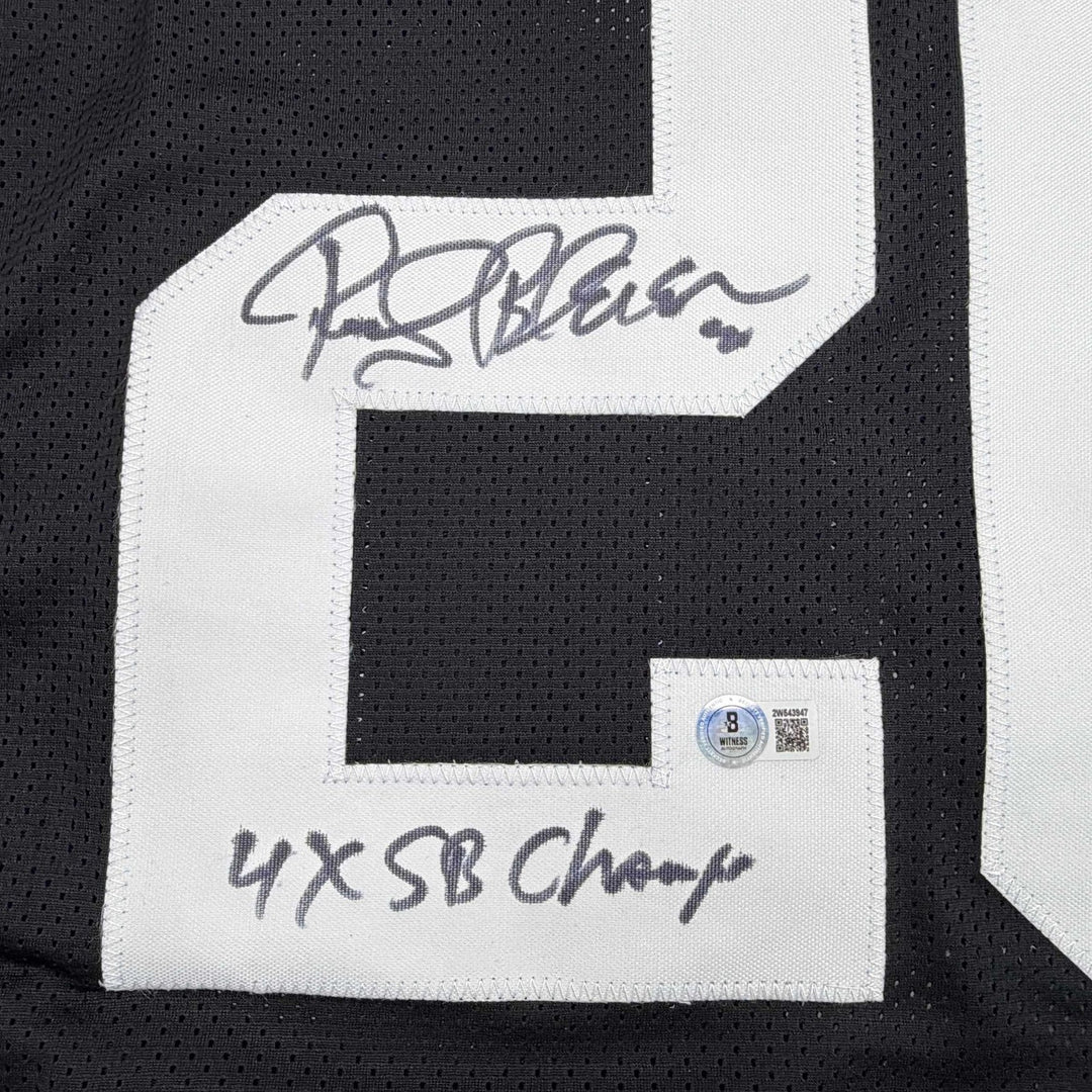 Signed ROCKY BLEIER 4x SB Champ Black Pittsburgh Jersey JSA COA Auto