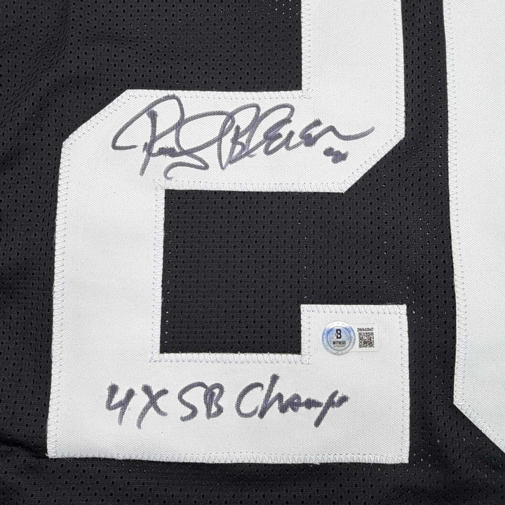 Signed ROCKY BLEIER 4x SB Champ Black Pittsburgh Jersey JSA COA Auto