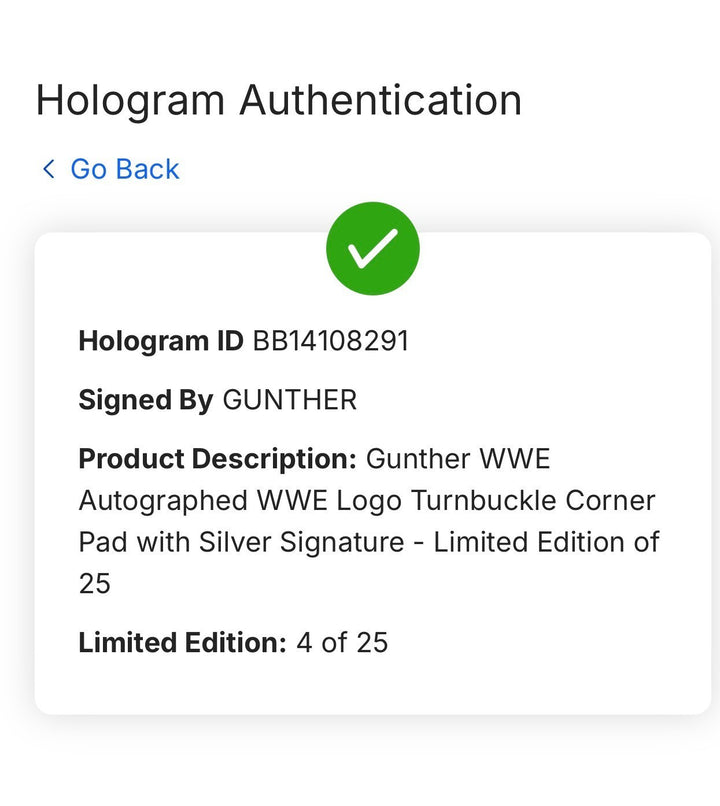 Gunther Signed WWE Logo Turnbuckle LE /25 Auto Fanatics WWE Under Wraps COA
