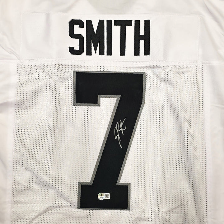 Las Vegas Raiders Geno Smith Signed White Jersey Beckett Witness