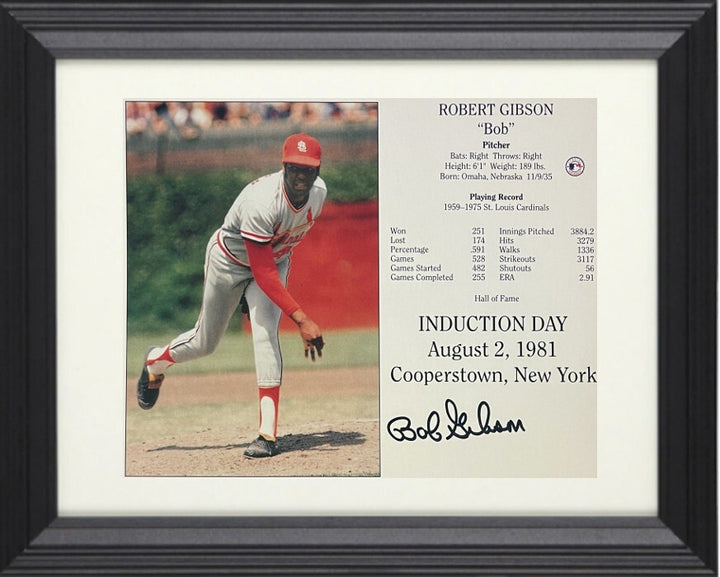 Bob Gibson signed Cardinals Hall of Fame Induction Day 8x10 Photo Framed - COA