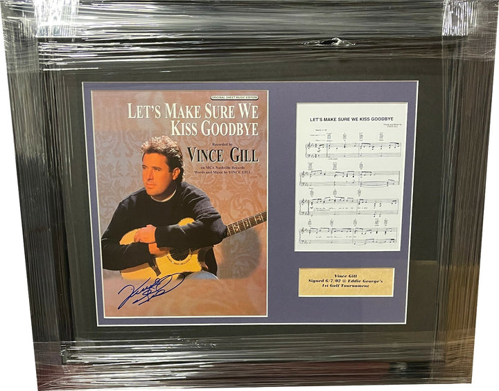 Vince Gill signed 2000 Let's Make Sure We Kiss Goodbye Sheet Music Framed