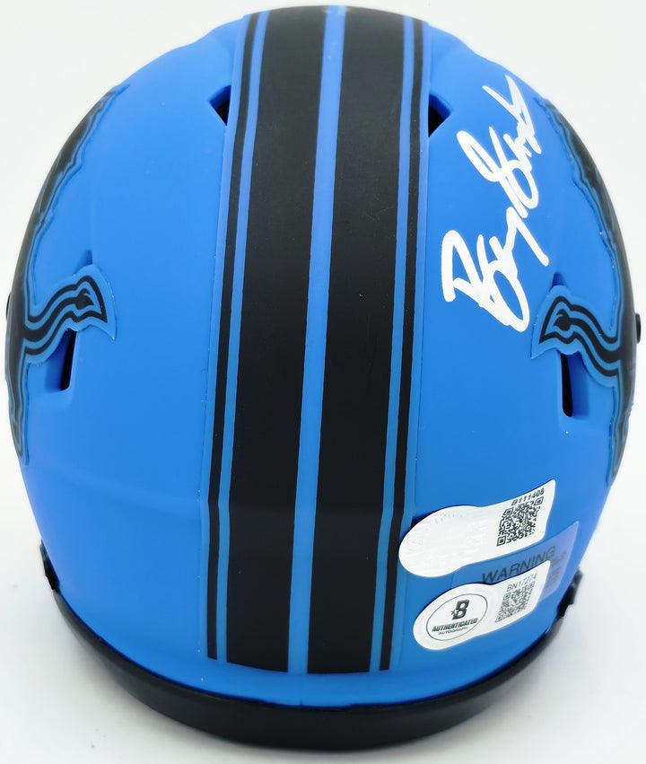 Barry Sanders Signed Detroit Lions Rave Blue Speed Mini Helmet Beckett