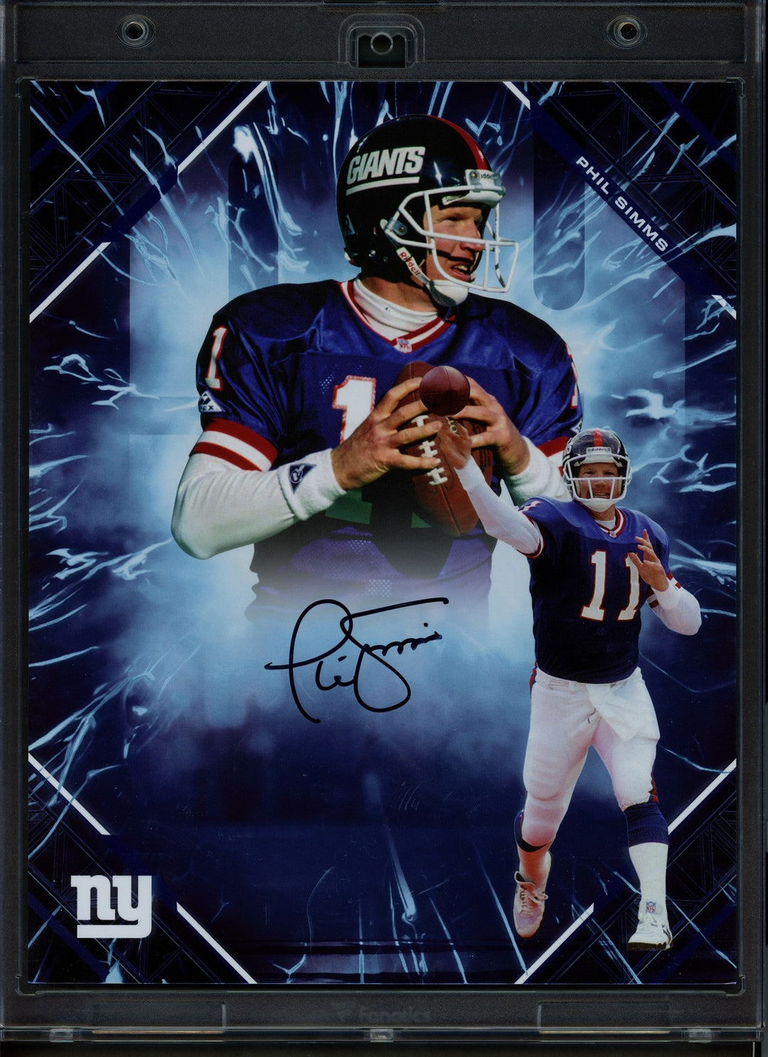 Phil Simms Auto 2025 Under Wraps NFL Emanate Blue Ice Card Giants #2/10