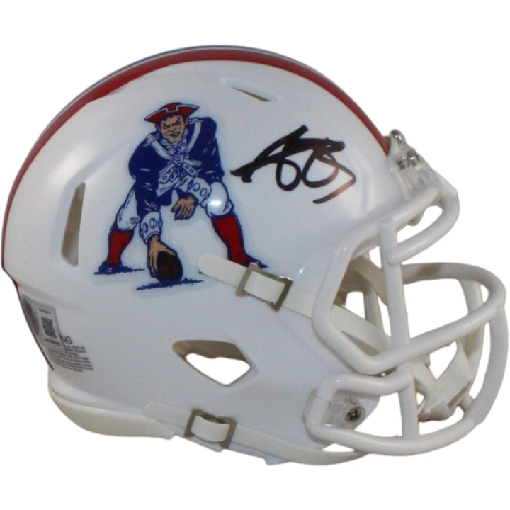 AJ Brown Signed New England Patriots 82-89 TB Mini Helmet Beckett WIT 57965