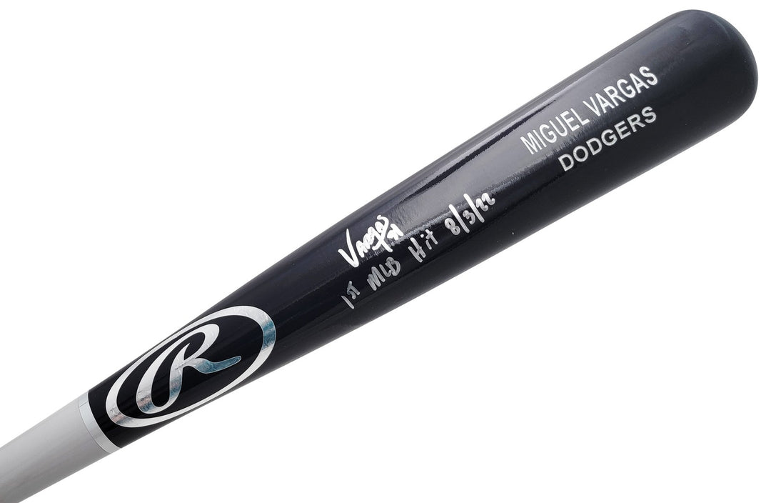 Miguel Vargas Auto Black Rawlings Game Model Bat Dodgers 1st MLB Hit BAS