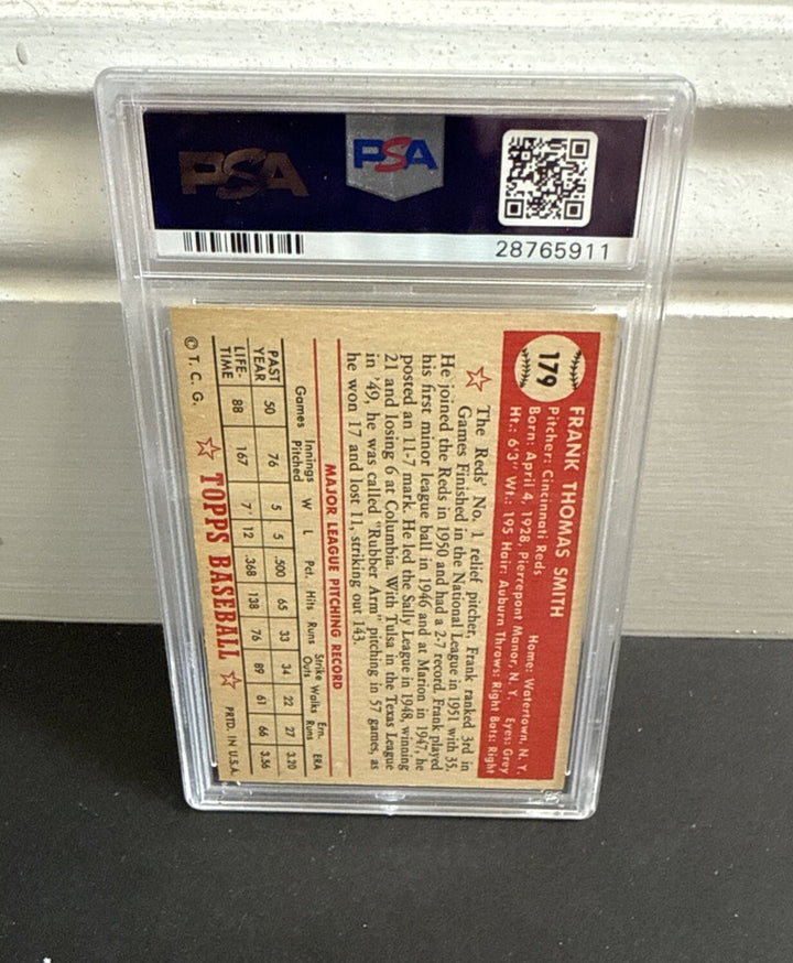 1952 Topps FRANK SMITH #179 PSA 7 Nm Near Mint Razor Sharp Clean Reds