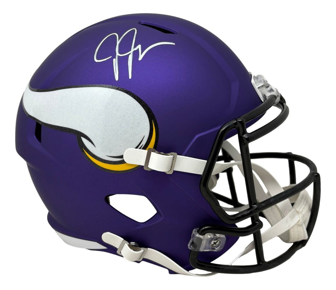 Justin Jefferson Signed Minnesota Vikings Full Size Replica Speed Helmet BAS