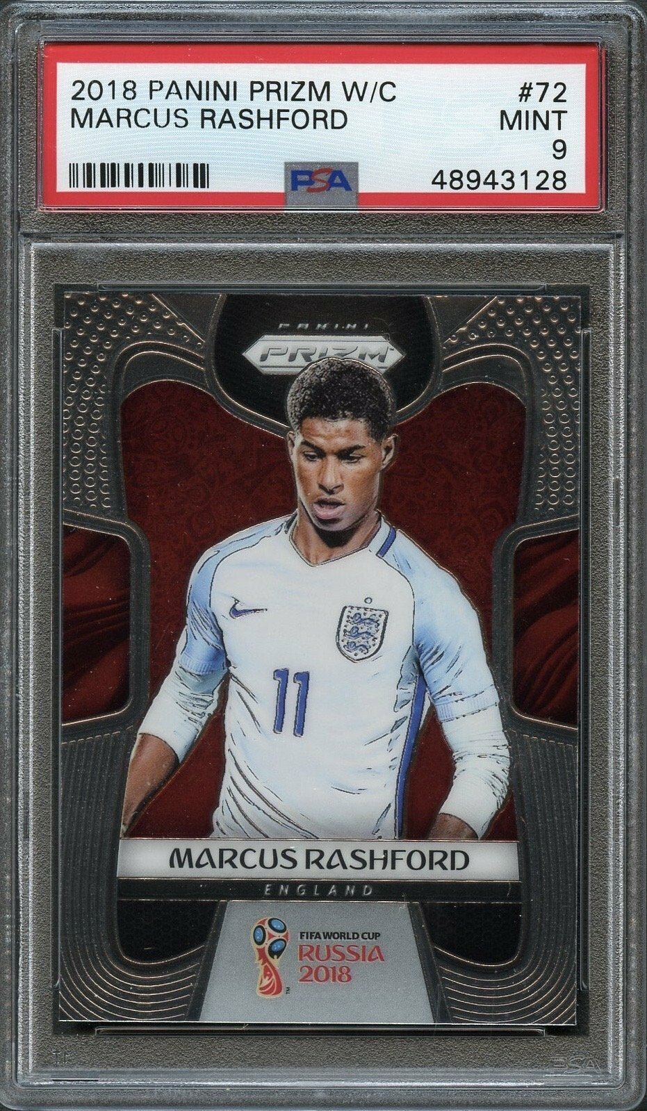 2018 Panini Prizm World Cup #72 Marcus Rashford Prizm PSA 9 Mint