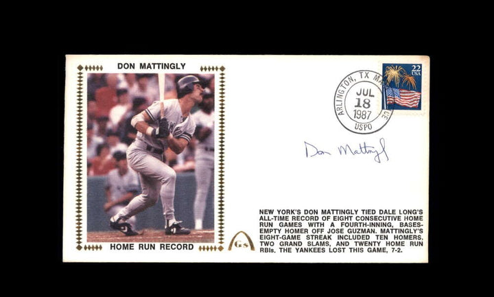 Don Mattingly PSA DNA Signed 1987 First Day Cover Cache FDC Home Run Record Auto
