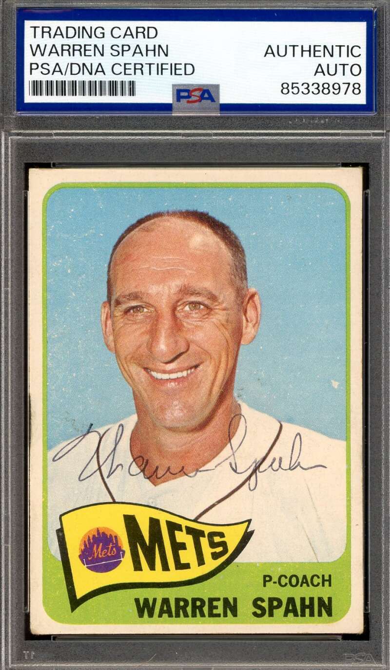 Warren Spahn PSA DNA Vintage Signed 1965 Topps Autographed