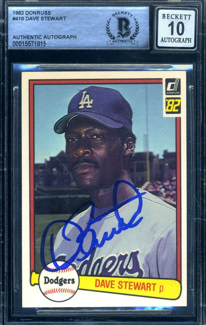 Dave Stewart Gem Mint 10 Beckett BAS Signed 1982 Donruss Rookie Autographed