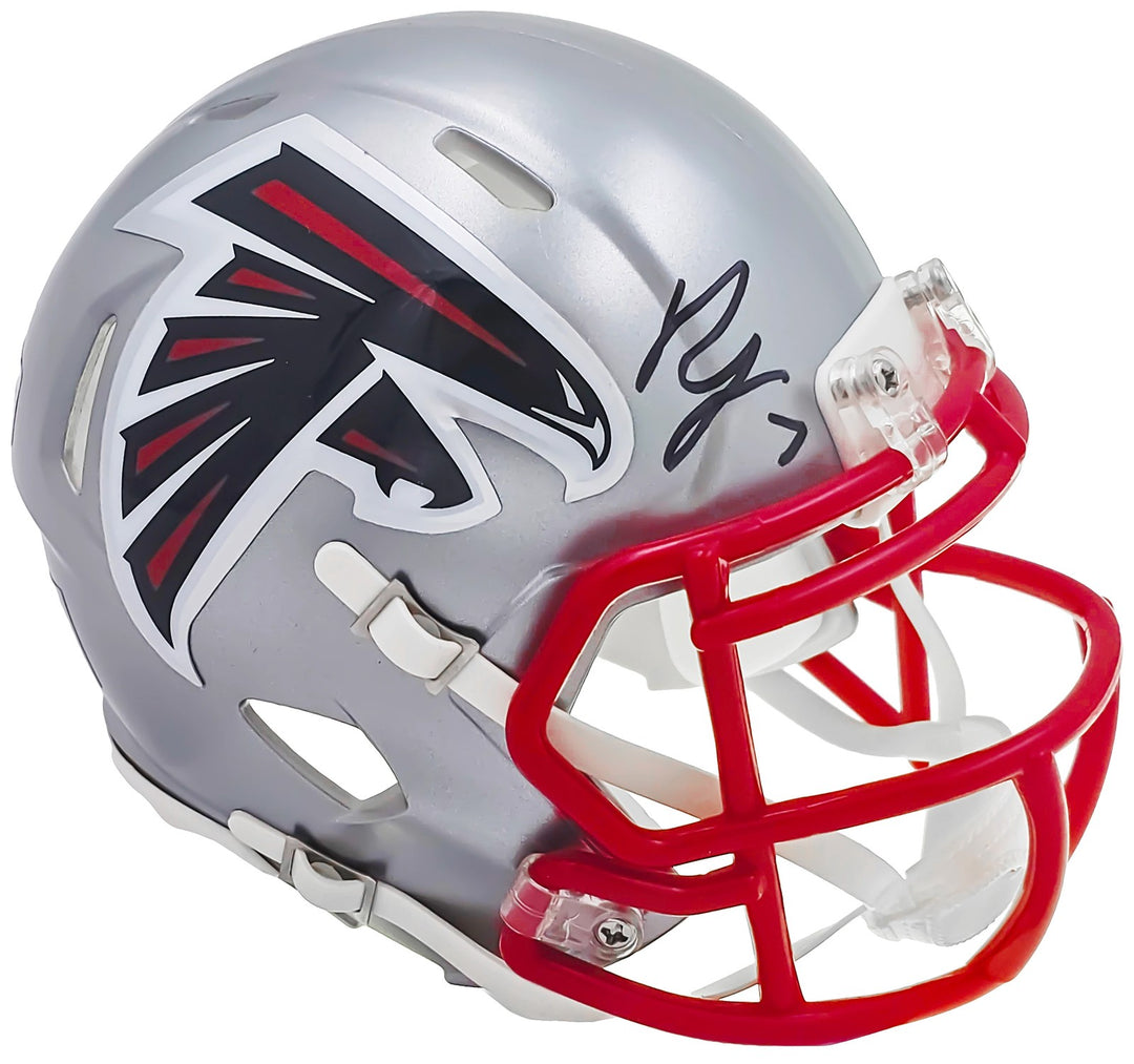 Bijan Robinson Signed Falcons Flash Gray Speed Mini Helmet BAS Witness