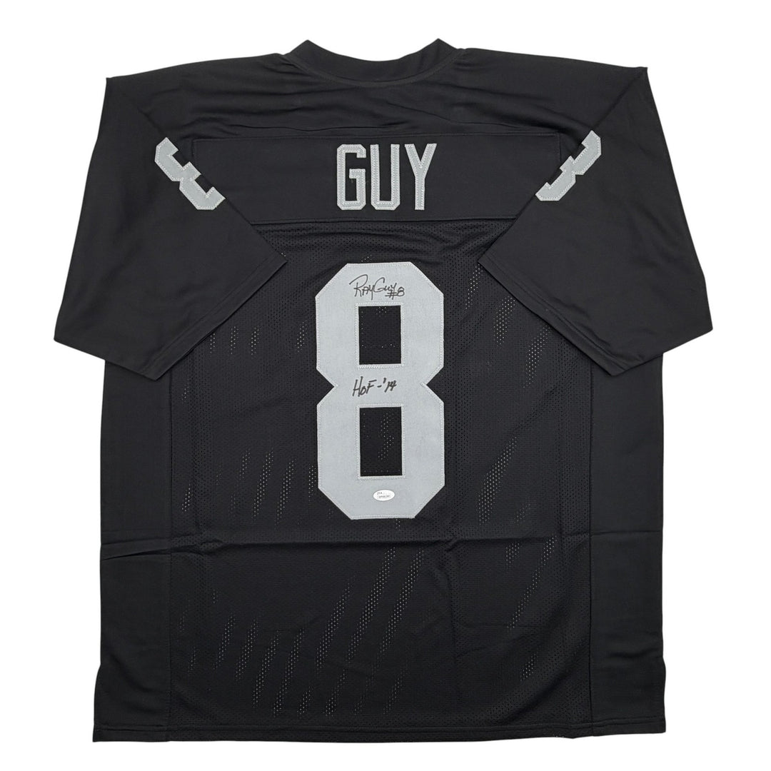 Autographed/Signed Ray Guy HOF Oakland Las Vegas Black Football Jersey JSA COA