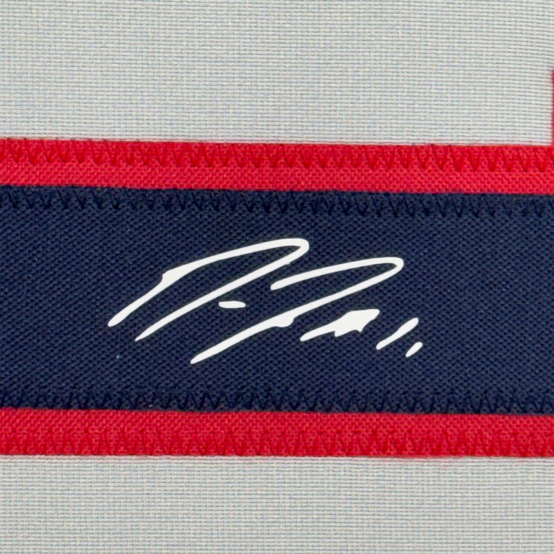 Framed Facsimile Autographed Jose Ramirez 33x42 Grey Reprint Laser Auto Jersey