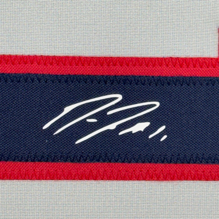 Framed Facsimile Autographed Jose Ramirez 33x42 Grey Reprint Laser Auto Jersey