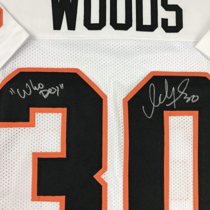 Autographed/Signed Ickey Woods Who Dey Cincinnati White Jersey JSA COA