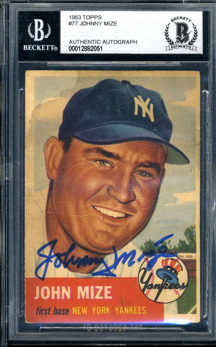 Johnny Mize BAS Beckett Coa Signed 1953 Topps Autograph
