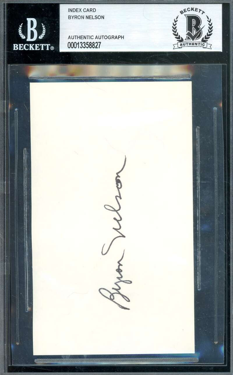 Byron Nelson Beckett BAS Signed 3x5 Index Card Autograph