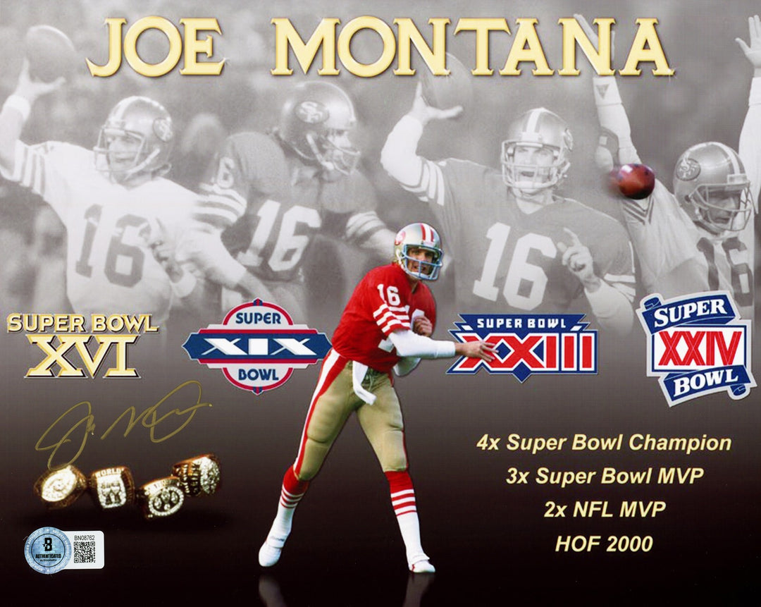 Joe Montana Autographed Signed 8x10 Photo San Francisco 49ers Beckett