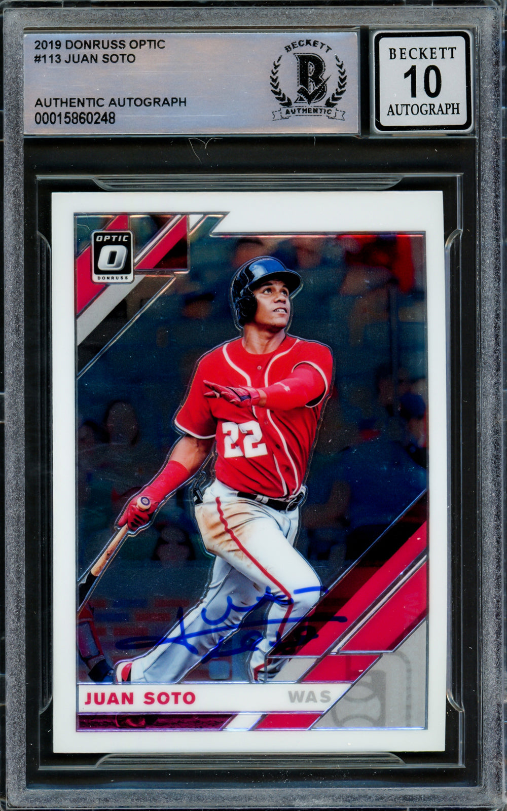 Juan Soto Autographed 2019 Donruss Optic Card Yankees Gem 10 Auto Beckett I