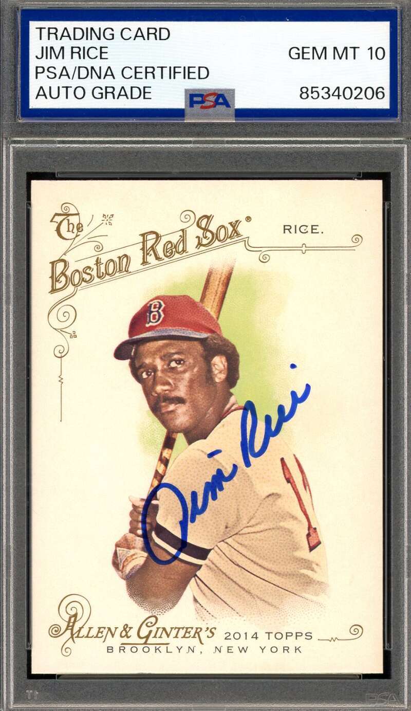 Jim Rice Gem Mint 10 PSA DNA Signed 2014 Topps Allen & Ginter Autograph