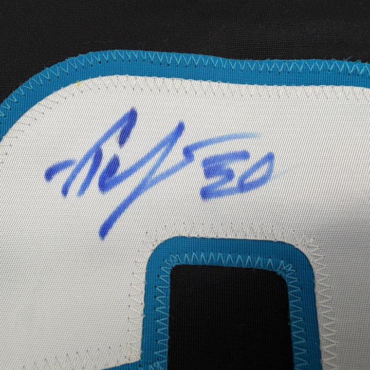 Autographed/Signed Yaroslav Askarov San Jose Black Hockey Jersey Beckett BAS COA