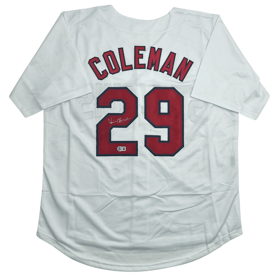 Autographed/Signed Vince Coleman St. Louis White Baseball Jersey BAS COA