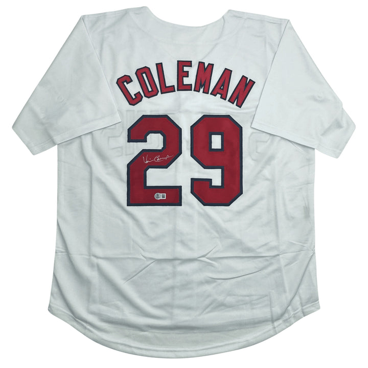 Autographed/Signed Vince Coleman St. Louis White Baseball Jersey BAS COA