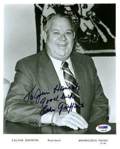 Calvin Griffith Psa/dna Signed 8x10 Photo Autograph Authentic