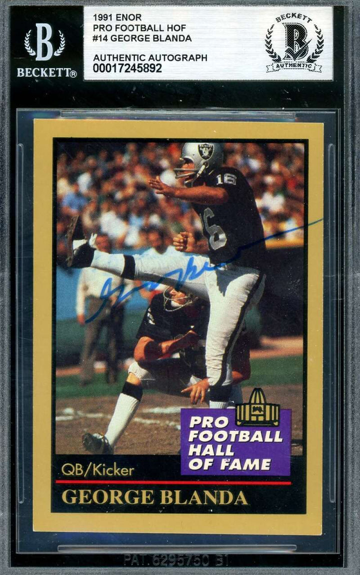 George Blanda Beckett BAS Signed 1991 Enor HOF Autograph