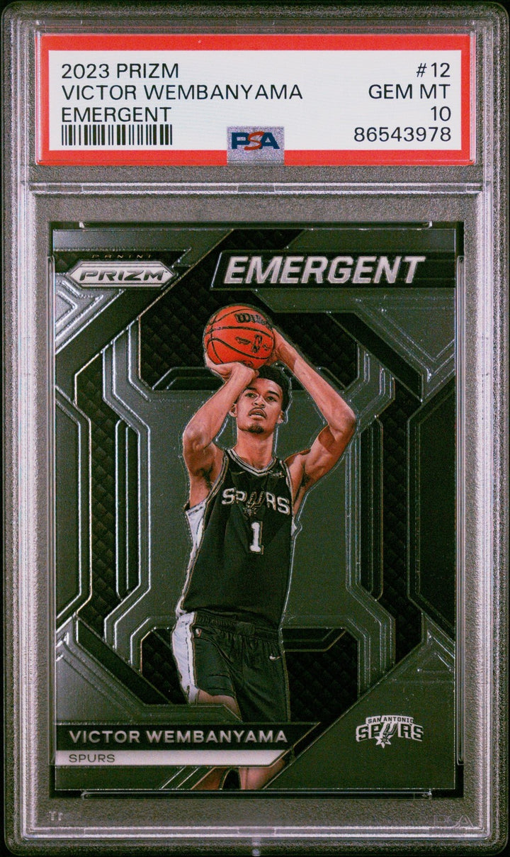 Graded 2023 Panini Prizm Victor Wembanyama #12 Emergent Card PSA 10