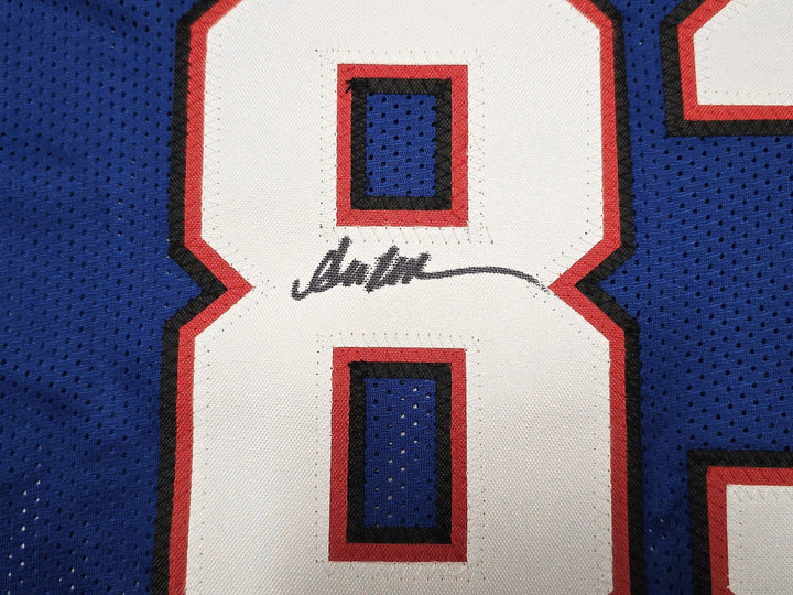 Bills Jim Kelly, Thurman Thomas & Andre Reed Signed Blue Jersey Beckett Witness
