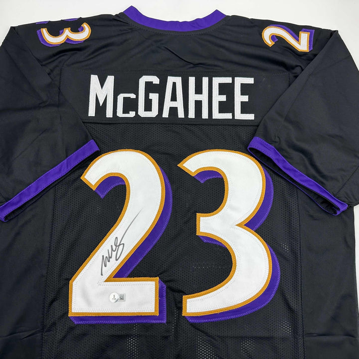 Autographed/Signed Willis McGahee Baltimore Black Jersey Beckett BAS COA